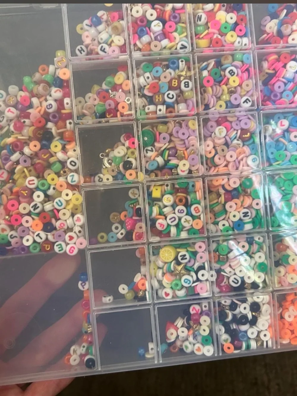 Clear Multi-Compartment Bead Storage Box - Assorted Colors & Letters